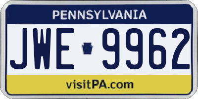 PA license plate JWE9962