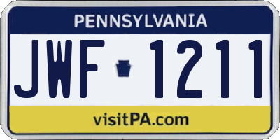 PA license plate JWF1211