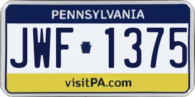 PA license plate JWF1375