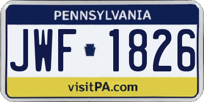 PA license plate JWF1826