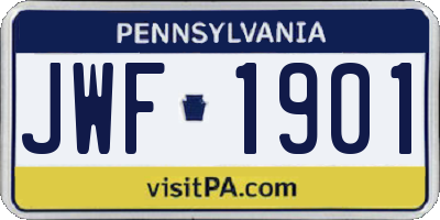 PA license plate JWF1901