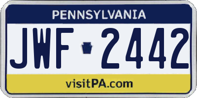 PA license plate JWF2442