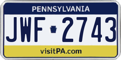 PA license plate JWF2743