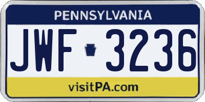 PA license plate JWF3236