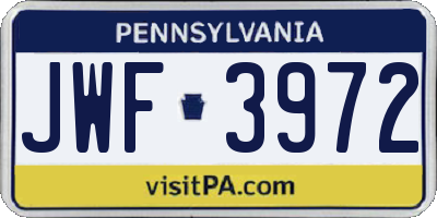 PA license plate JWF3972