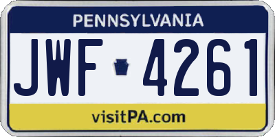 PA license plate JWF4261