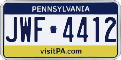 PA license plate JWF4412