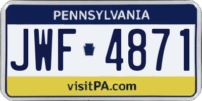 PA license plate JWF4871