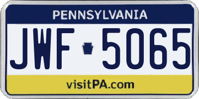 PA license plate JWF5065