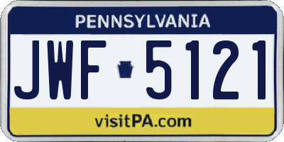 PA license plate JWF5121