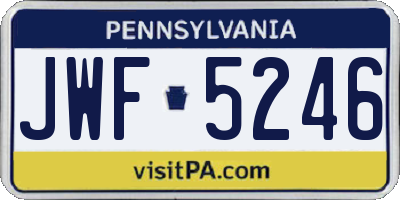 PA license plate JWF5246