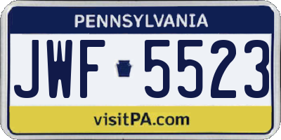 PA license plate JWF5523