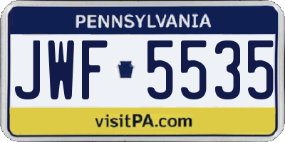 PA license plate JWF5535