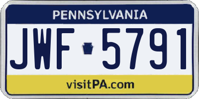 PA license plate JWF5791