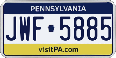 PA license plate JWF5885