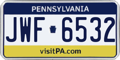 PA license plate JWF6532
