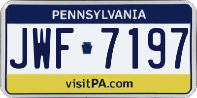 PA license plate JWF7197
