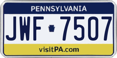 PA license plate JWF7507