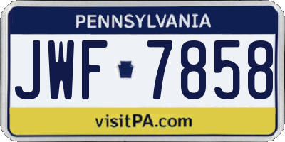 PA license plate JWF7858