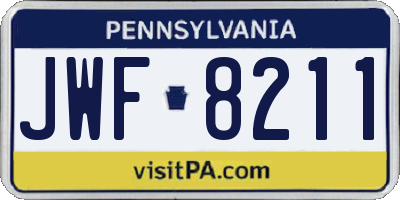 PA license plate JWF8211