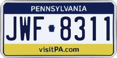 PA license plate JWF8311