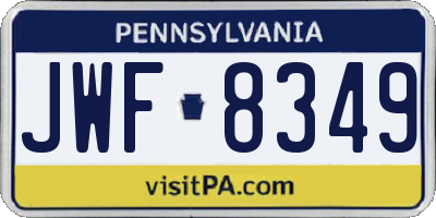 PA license plate JWF8349