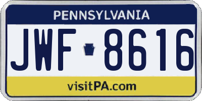 PA license plate JWF8616