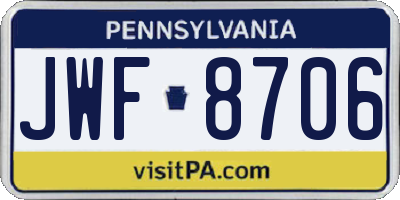 PA license plate JWF8706