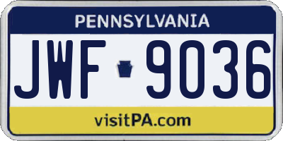 PA license plate JWF9036