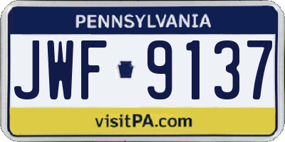 PA license plate JWF9137