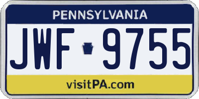 PA license plate JWF9755
