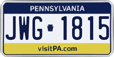 PA license plate JWG1815