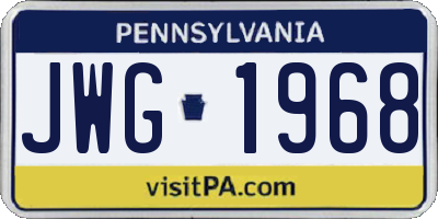 PA license plate JWG1968