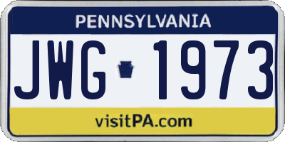PA license plate JWG1973