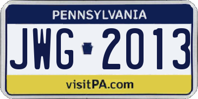 PA license plate JWG2013