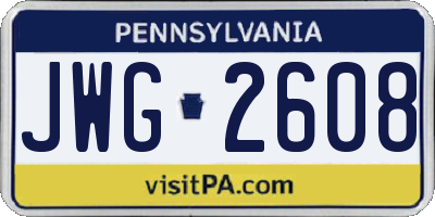 PA license plate JWG2608