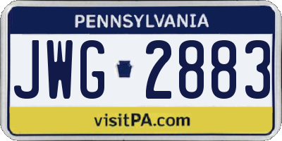 PA license plate JWG2883