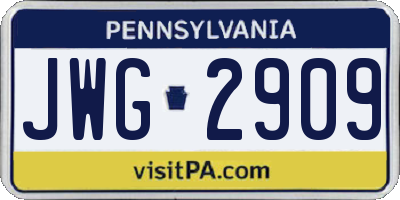 PA license plate JWG2909