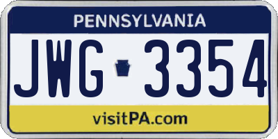 PA license plate JWG3354