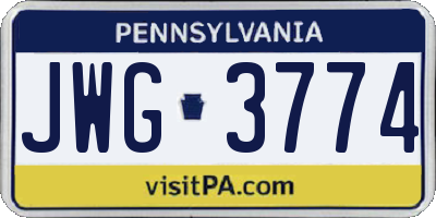 PA license plate JWG3774