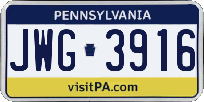 PA license plate JWG3916