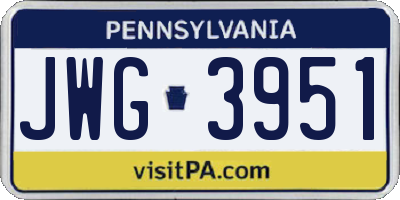 PA license plate JWG3951