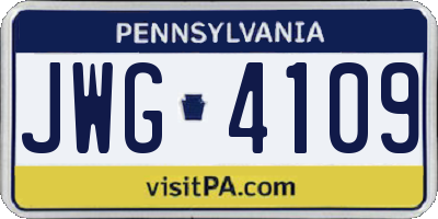 PA license plate JWG4109