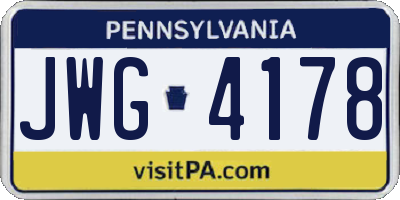 PA license plate JWG4178
