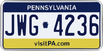 PA license plate JWG4236