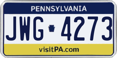 PA license plate JWG4273