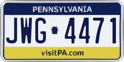 PA license plate JWG4471