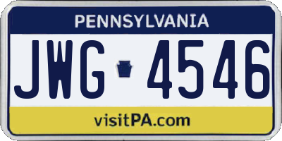 PA license plate JWG4546