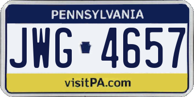 PA license plate JWG4657