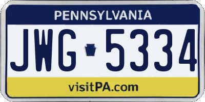 PA license plate JWG5334